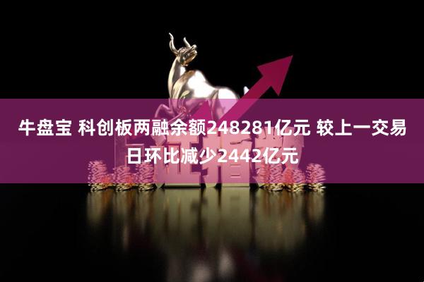 牛盘宝 科创板两融余额248281亿元 较上一交易日环比减少2442亿元